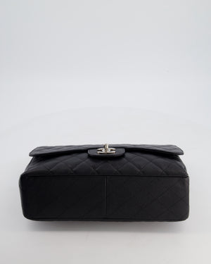 Chanel Black Jumbo Classic Single Flap Bag in Caviar Leather with Silver Hardware