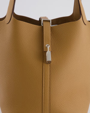 Hermès Picotin Lock 22 Bag in Biscuit Clemence Leather with Palladium Hardware