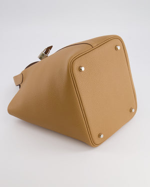 Hermès Picotin Lock 22 Bag in Biscuit Clemence Leather with Palladium Hardware