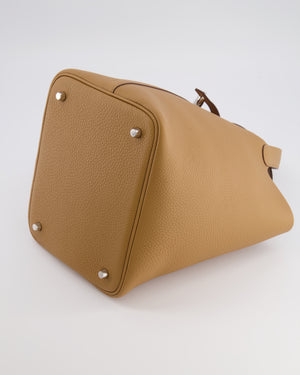 Hermès Picotin Lock 22 Bag in Biscuit Clemence Leather with Palladium Hardware