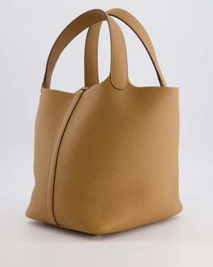 Hermès Picotin Lock 22 Bag in Biscuit Clemence Leather with Palladium Hardware