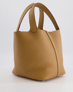 Hermès Picotin Lock 22 Bag in Biscuit Clemence Leather with Palladium Hardware