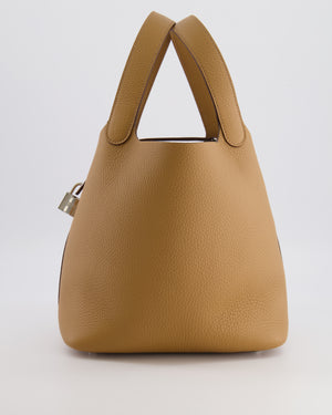 Hermès Picotin Lock 22 Bag in Biscuit Clemence Leather with Palladium Hardware