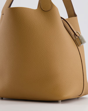 Hermès Picotin Lock 22 Bag in Biscuit Clemence Leather with Palladium Hardware