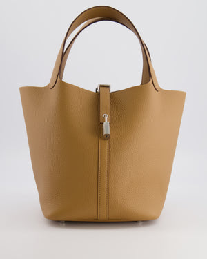 Hermès Picotin Lock 22 Bag in Biscuit Clemence Leather with Palladium Hardware