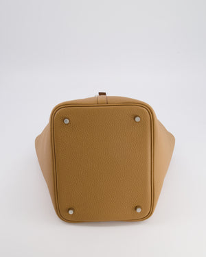 Hermès Picotin Lock 22 Bag in Biscuit Clemence Leather with Palladium Hardware