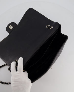 Chanel Black Maxi Classic Single Flap Bag in Caviar Leather with Silver Hardware