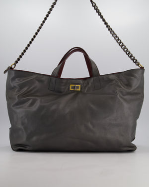 Chanel Grey Glazed Caviar Mademoiselle Tote Bag with Ruthenium Hardware