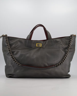Chanel Grey Glazed Caviar Mademoiselle Tote Bag with Ruthenium Hardware