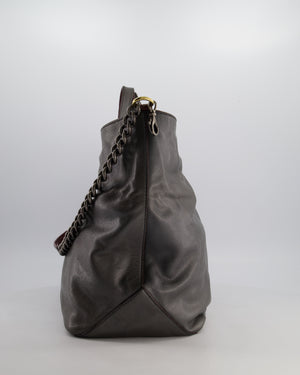 Chanel Grey Glazed Caviar Mademoiselle Tote Bag with Ruthenium Hardware