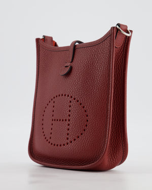 Hermès Mini Evelyne Bag in Rouge H in Clemence Leather with Palladium Hardware