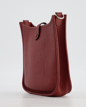Hermès Mini Evelyne Bag in Rouge H in Clemence Leather with Palladium Hardware