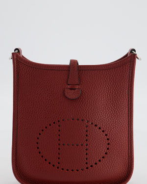 Hermès Mini Evelyne Bag in Rouge H in Clemence Leather with Palladium Hardware