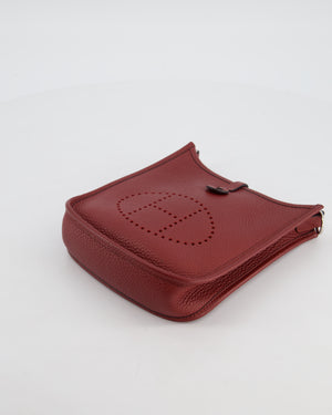 Hermès Mini Evelyne Bag in Rouge H in Clemence Leather with Palladium Hardware