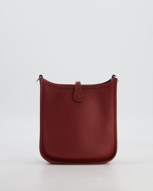 Hermès Mini Evelyne Bag in Rouge H in Clemence Leather with Palladium Hardware