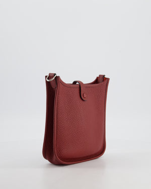 Hermès Mini Evelyne Bag in Rouge H in Clemence Leather with Palladium Hardware