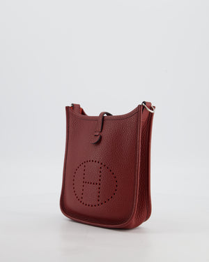 Hermès Mini Evelyne Bag in Rouge H in Clemence Leather with Palladium Hardware