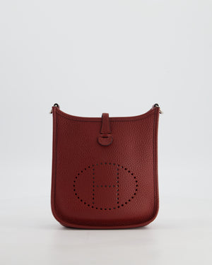 Hermès Mini Evelyne Bag in Rouge H in Clemence Leather with Palladium Hardware