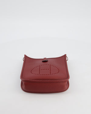 Hermès Mini Evelyne Bag in Rouge H in Clemence Leather with Palladium Hardware