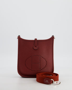 Hermès Mini Evelyne Bag in Rouge H in Clemence Leather with Palladium Hardware