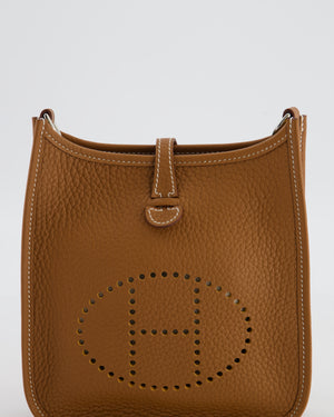 Hermès Mini Evelyne 16 Bag in Gold Taurillon Clemence Leather with Palladium Hardware