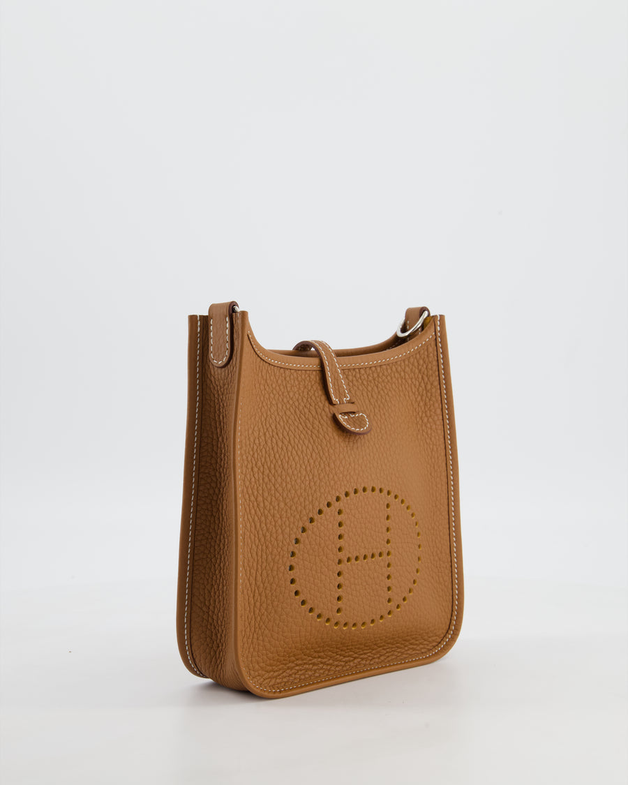Hermès Mini Evelyne 16 Bag in Gold Taurillon Clemence Leather with Palladium Hardware