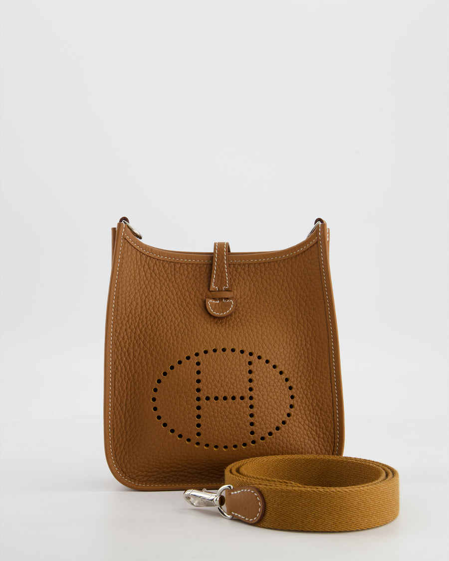 Hermès Mini Evelyne 16 Bag in Gold Taurillon Clemence Leather with Palladium Hardware