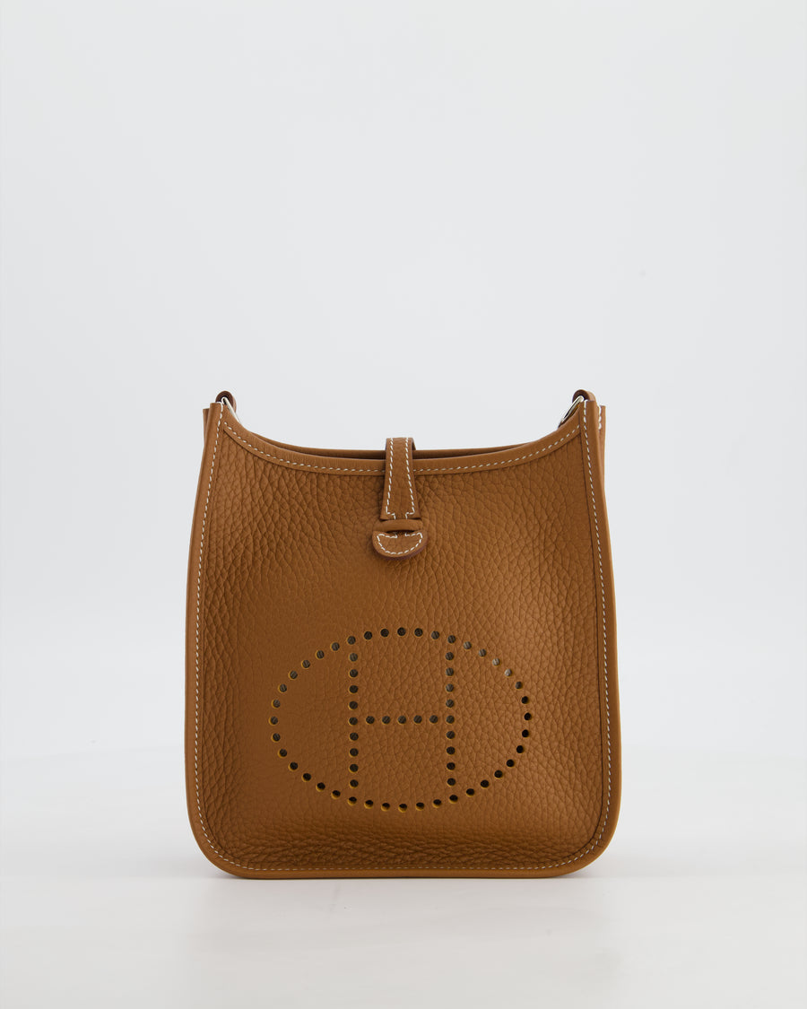 Hermès Mini Evelyne 16 Bag in Gold Taurillon Clemence Leather with Palladium Hardware