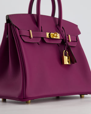 *RARE* Hermès Birkin 25 Retourne Bag in Anemone Swift Leather with Gold Hardware