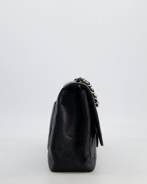 Chanel Black Jumbo Classic Single Flap Bag in Caviar Leather with Silver Hardware