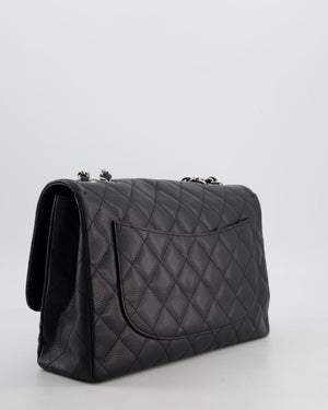 Chanel Black Jumbo Classic Single Flap Bag in Caviar Leather with Silver Hardware