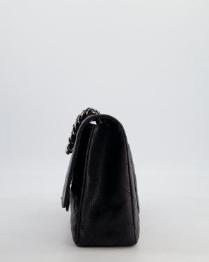 Chanel Black Jumbo Classic Single Flap Bag in Caviar Leather with Silver Hardware