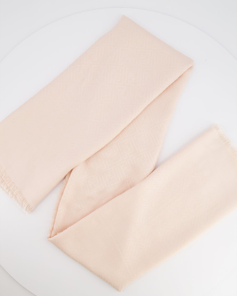 Fendi Light Pink Silk Shawl with FF Logo Print RRP £490