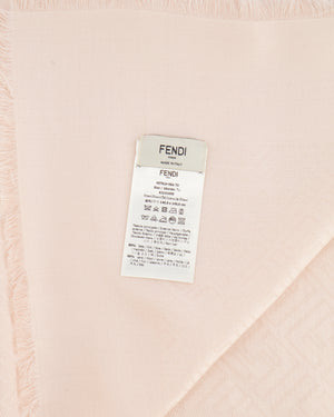 Fendi Light Pink Silk Shawl with FF Logo Print RRP £490
