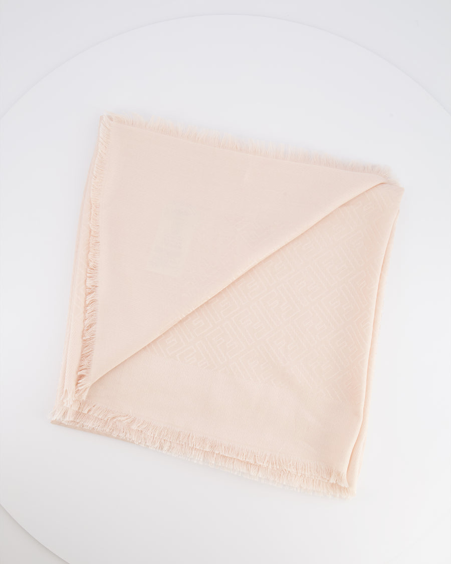 Fendi Light Pink Silk Shawl with FF Logo Print RRP £490