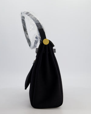 Hermès Herbag 31 Zip Bag in Noir Toile Officier Canvas, Noir Vache Hunter Leather with Gold Hardware