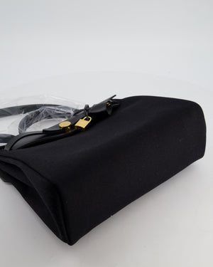 Hermès Herbag 31 Zip Bag in Noir Toile Officier Canvas, Noir Vache Hunter Leather with Gold Hardware