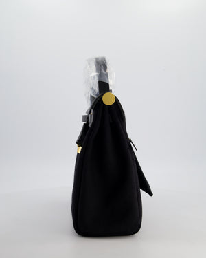 Hermès Herbag 31 Zip Bag in Noir Toile Officier Canvas, Noir Vache Hunter Leather with Gold Hardware