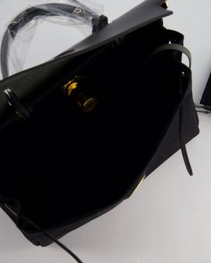 Hermès Herbag 31 Zip Bag in Noir Toile Officier Canvas, Noir Vache Hunter Leather with Gold Hardware