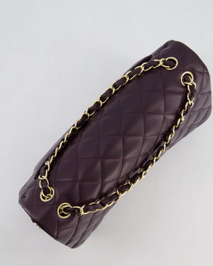 *HOT* Chanel Aubergine Deep Purple Jumbo Classic Double Flap Bag in Lambskin Leather with Champagne Gold Hardware RRP £9,540
