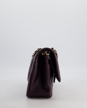 *HOT* Chanel Aubergine Deep Purple Jumbo Classic Double Flap Bag in Lambskin Leather with Champagne Gold Hardware RRP £9,540