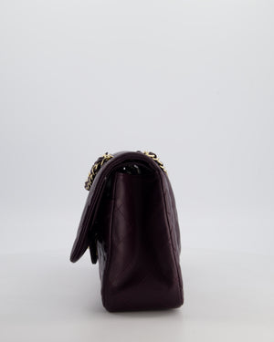 *HOT* Chanel Aubergine Deep Purple Jumbo Classic Double Flap Bag in Lambskin Leather with Champagne Gold Hardware RRP £9,540