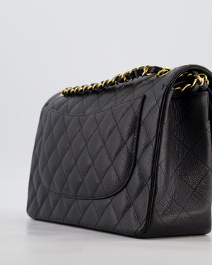 *HOT* Chanel Black Jumbo Double Flap Bag in Caviar Leather with Gold Hardware