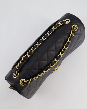 *HOT* Chanel Black Jumbo Double Flap Bag in Caviar Leather with Gold Hardware