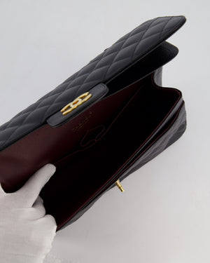 *HOT* Chanel Black Jumbo Double Flap Bag in Caviar Leather with Gold Hardware