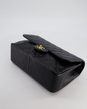 *HOT* Chanel Black Jumbo Double Flap Bag in Caviar Leather with Gold Hardware