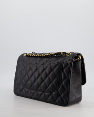 *HOT* Chanel Black Jumbo Double Flap Bag in Caviar Leather with Gold Hardware