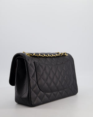 *HOT* Chanel Black Jumbo Double Flap Bag in Caviar Leather with Gold Hardware