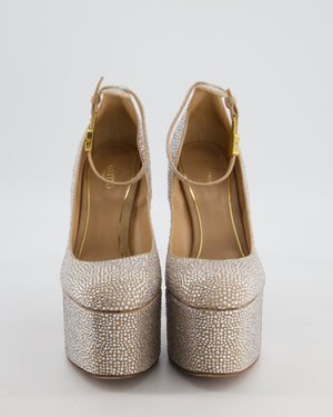 Valentino Silver Tan-GO 155 Rhinestone Platform Heels Size EU 38