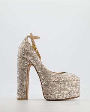 Valentino Silver Tan-GO 155 Rhinestone Platform Heels Size EU 38